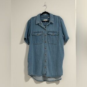 Universal Thread Light Blue Casual Button Down Demin Dress
